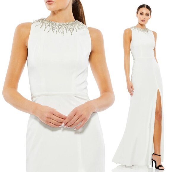 MAC DUGGAL | SLEEVELESS RHINESTONE COLLAR COLUMN GOWN #26516 - Picture 1 of 3